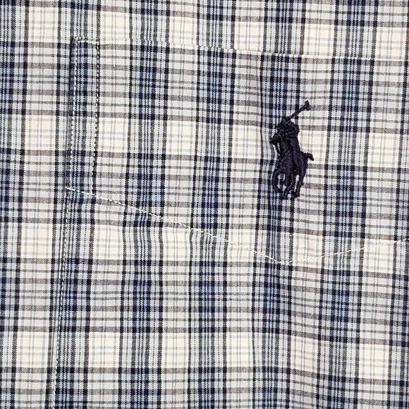 Polo Ralph Lauren Oxford Shirt Men's XL Blue Plaid SS Button Down Bartlett - Picture 7 of 11